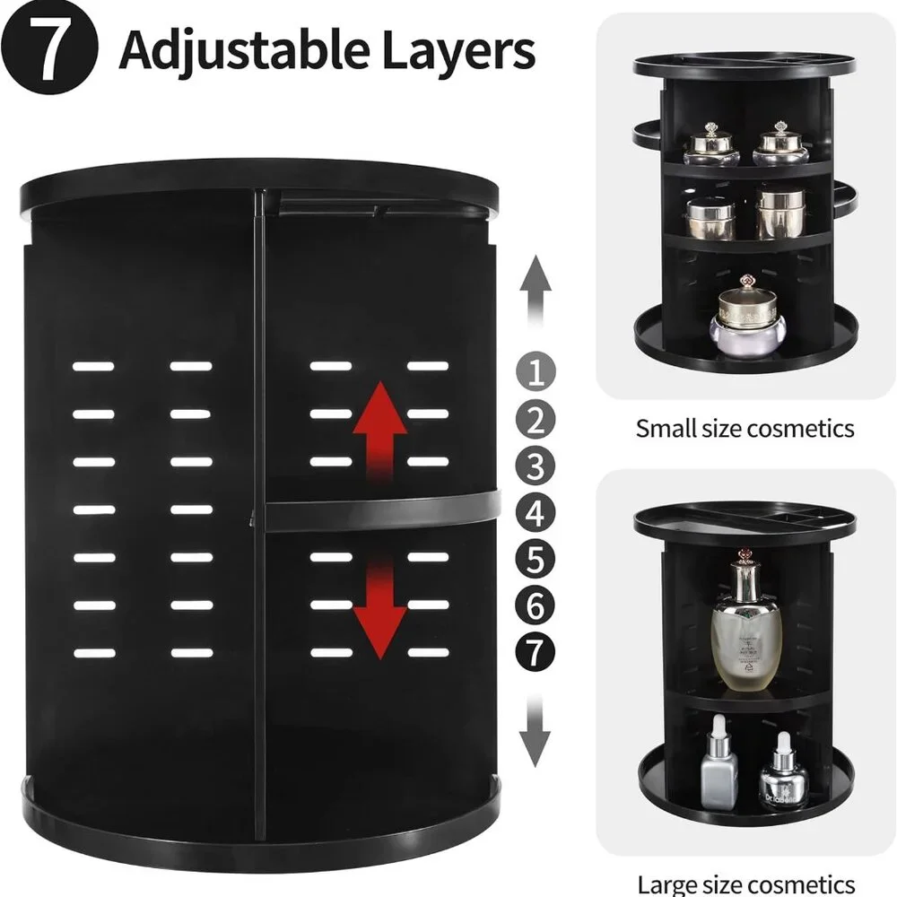 360 Rotating Makeup Organizer,DIY Adjustable Spinning Holder